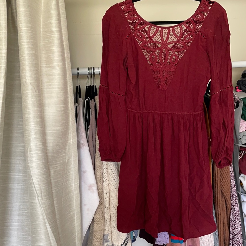 Maroon boho dress